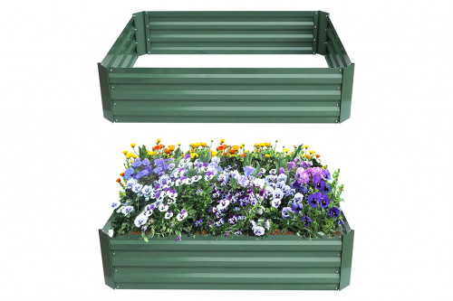 FaFurn™ - 4-Ft X 3-Ft X 11-Inch Raised Garden Bed Planter Box in Green Steel Metal