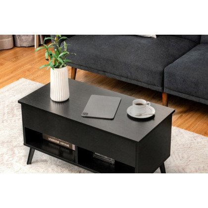 FaFurn Mid-Century Lift-Top Coffee Table Sofa Laptop Desk Wood Finish - Black