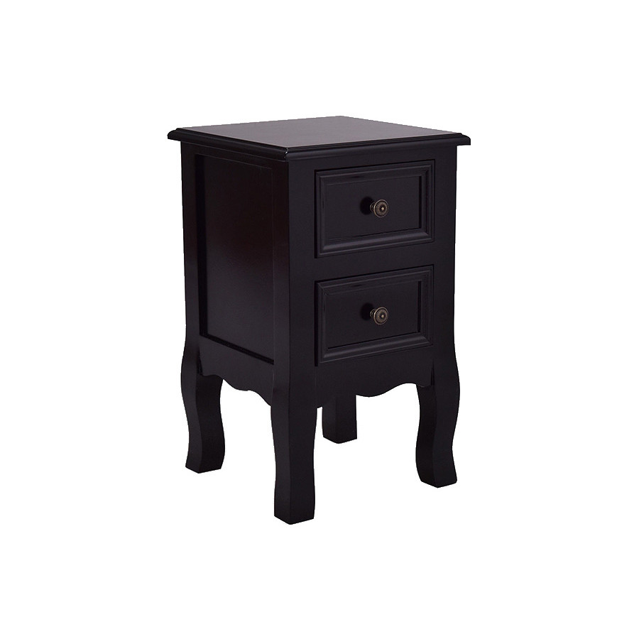 FaFurn - Black Wooden 2-Drawer Accent End Table Nightstand