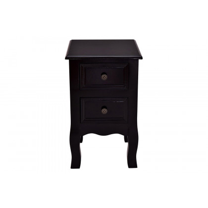 FaFurn - Black Wooden 2-Drawer Accent End Table Nightstand