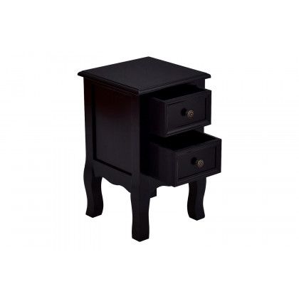 FaFurn - Black Wooden 2-Drawer Accent End Table Nightstand