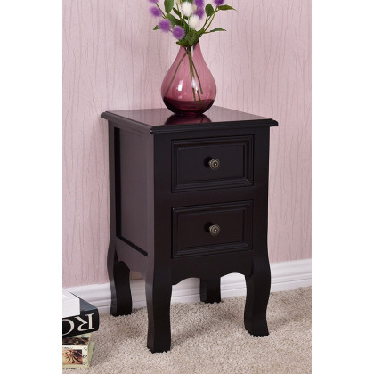 FaFurn - Black Wooden 2-Drawer Accent End Table Nightstand
