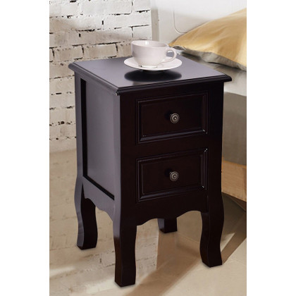 FaFurn - Black Wooden 2-Drawer Accent End Table Nightstand