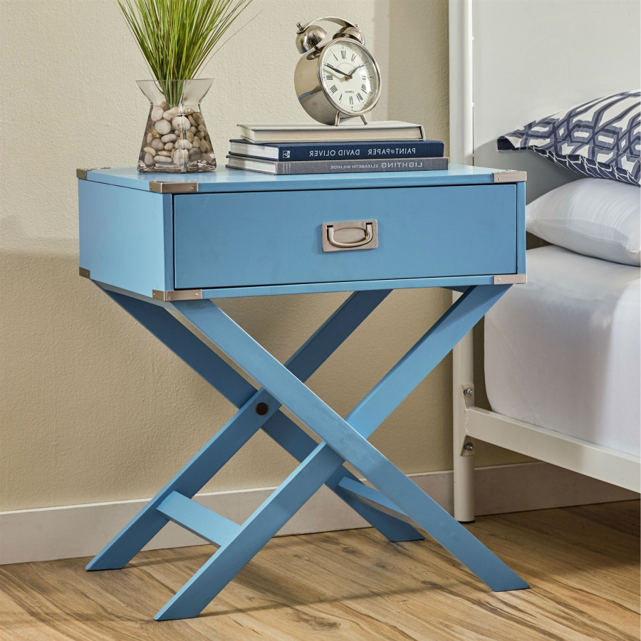 FaFurn - Modern 1-Drawer Nightstand in Blue