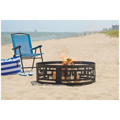 FaFurn - Heavy Duty 36 Inch Round Black Steel Mesh Fire Pit Ring