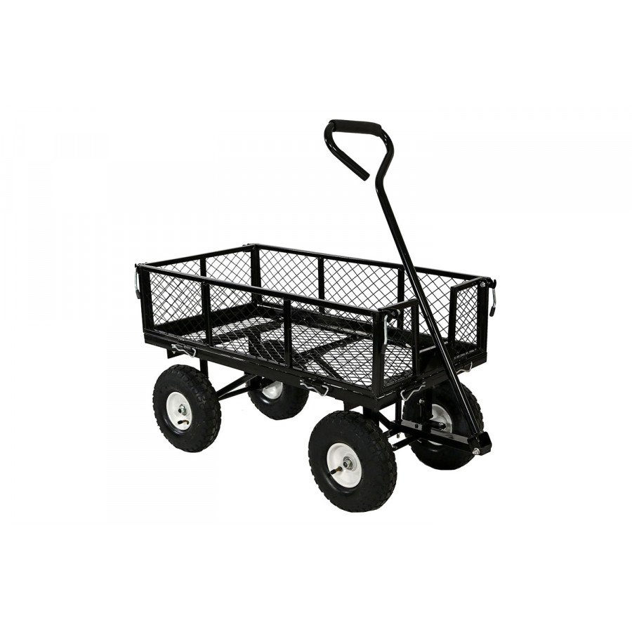 FaFurn Heavy Duty Steel Garden Utility Cart Wagon with Removable Sides - Black