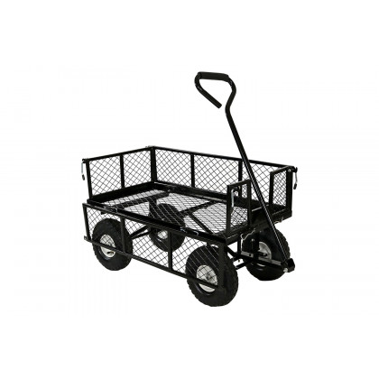 FaFurn Heavy Duty Steel Garden Utility Cart Wagon with Removable Sides - Black