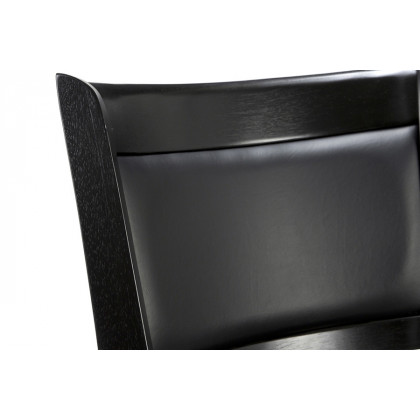 FaFurn 29-Inch Solid Wood Bar Stool with Faux Leather Swivel Seat - Black
