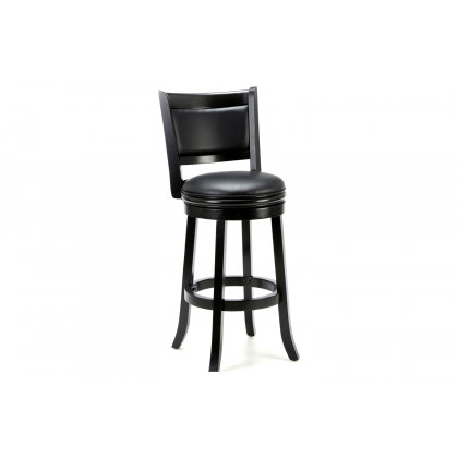 FaFurn 29-Inch Solid Wood Bar Stool with Faux Leather Swivel Seat - Black