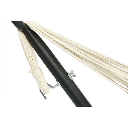 FaFurn Portable Stripe Cotton Hammock with Metal Stand and Carry Case - Beige/Gray