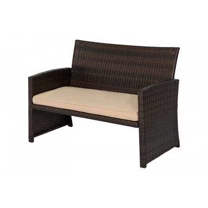 FaFurn - Brown Resin Wicker 4-Piece Modern Patio Furniture Set with Beige Cushions
