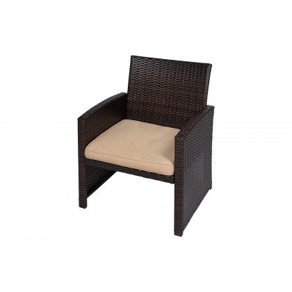 FaFurn - Brown Resin Wicker 4-Piece Modern Patio Furniture Set with Beige Cushions