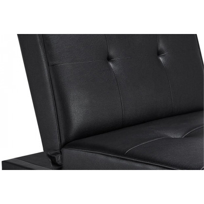 FaFurn Modern Faux Leather Chaise Lounge Recliner Sleeper Sofa - Black