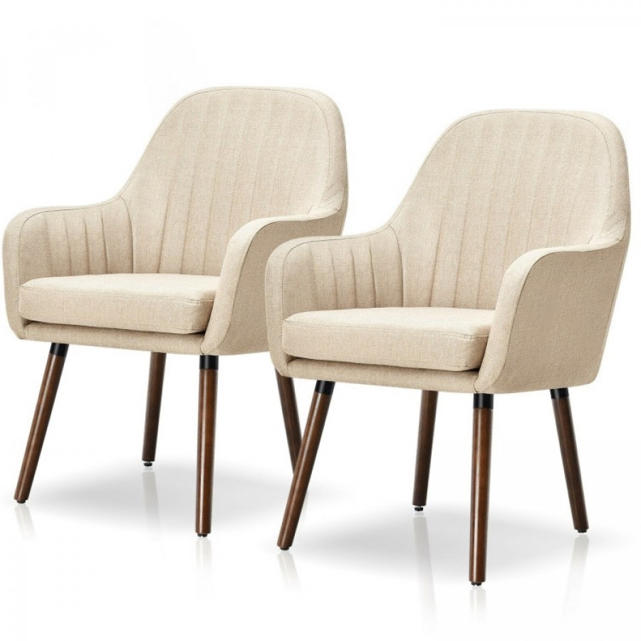 FaFurn - Set of 2 Retro Accent Chairs Set with Stylish Wood Legs