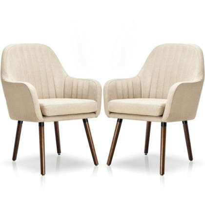 FaFurn - Set of 2 Retro Accent Chairs Set with Stylish Wood Legs