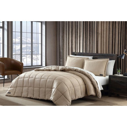 FaFurn Plush Sherpa Reversible Micro Suede Comforter Set - Beige, King Size
