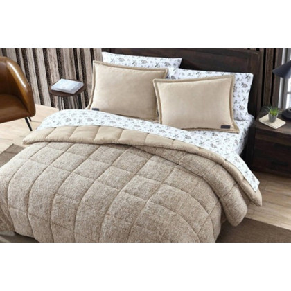 FaFurn Plush Sherpa Reversible Micro Suede Comforter Set - Beige, King Size