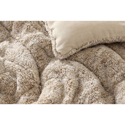 FaFurn Plush Sherpa Reversible Micro Suede Comforter Set - Beige, King Size