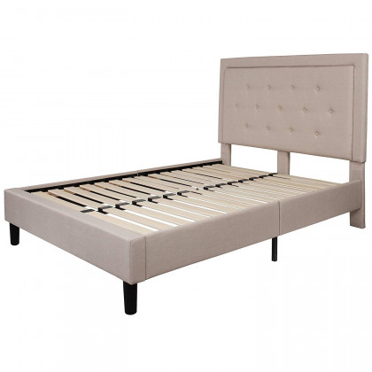 FaFurn - Full Size Platform Bed Frame with Tufted Headboard