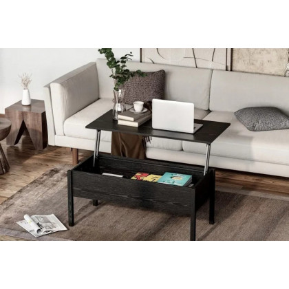 FaFurn - Modern Black Lift Top Coffee Table W/ Hidden Storage