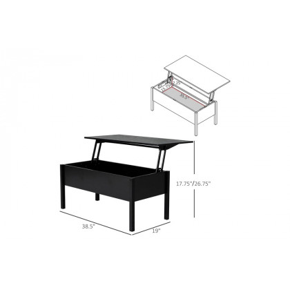 FaFurn - Modern Black Lift Top Coffee Table W/ Hidden Storage