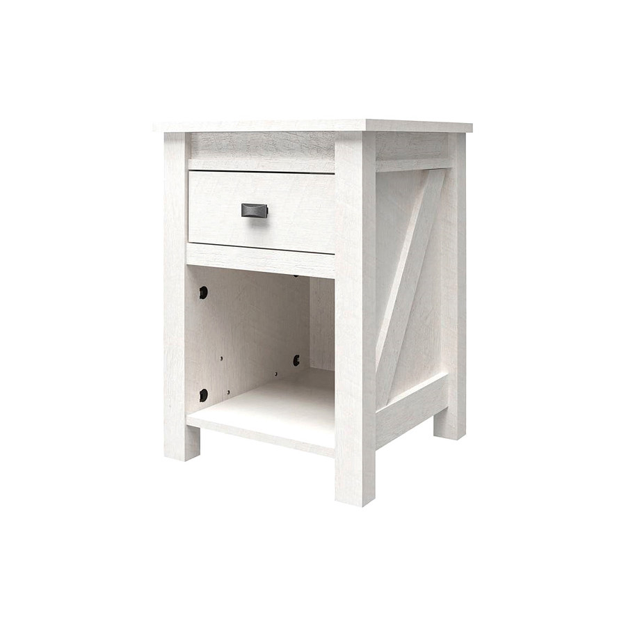 FaFurn Farmhouse 1-Drawer Bedroom Nightstand with Open Shelf - Off-White Oak
