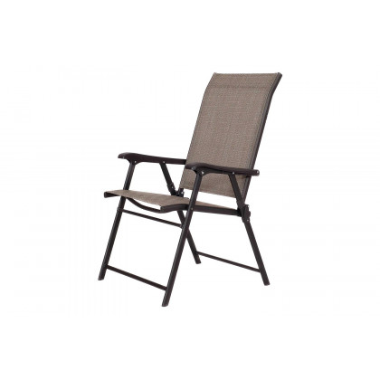 FaFurn - Outdoor Folding Patio Chairs in Brown with Black Metal Frame (Set of 2)