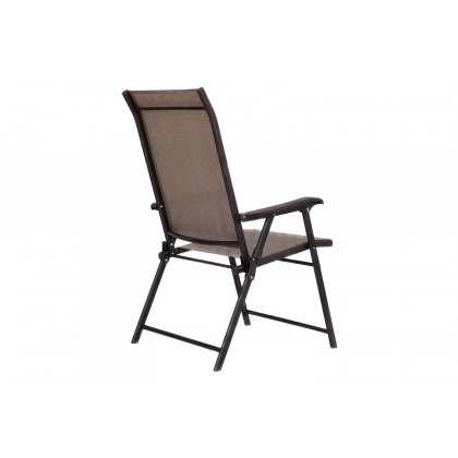 FaFurn - Outdoor Folding Patio Chairs in Brown with Black Metal Frame (Set of 2)