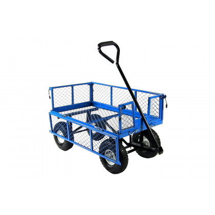 FaFurn Heavy Duty Steel Garden Utility Cart Wagon with Removable Sides - Blue