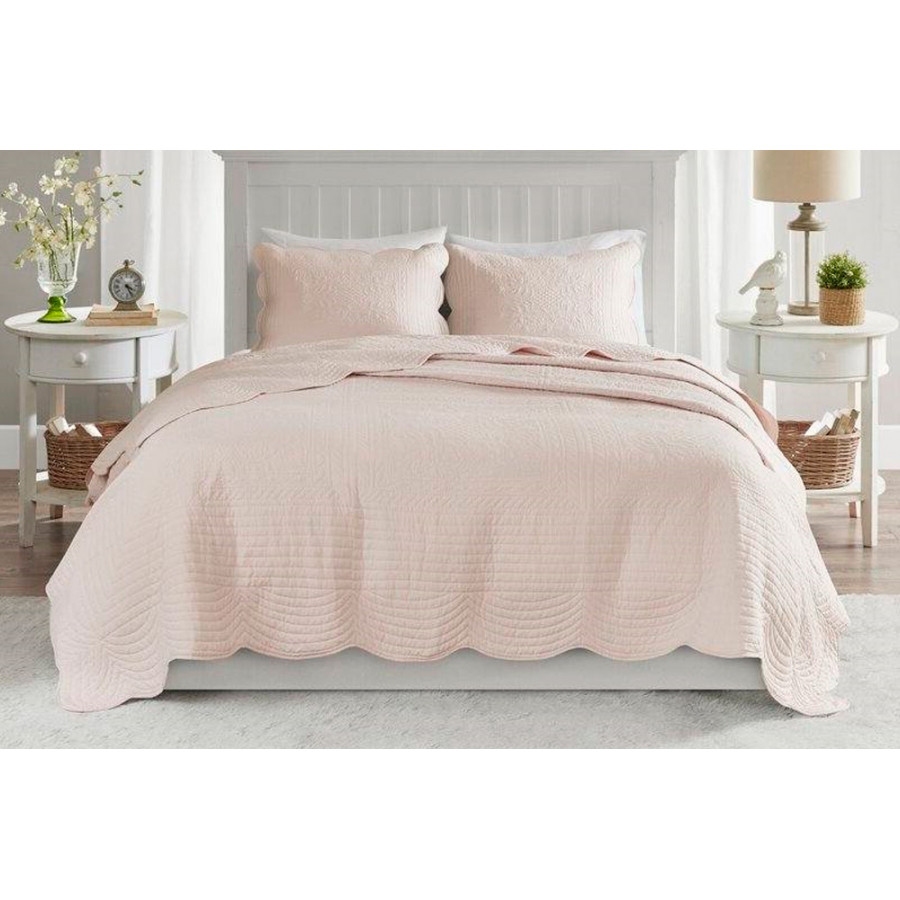 FaFurn - 3-Piece Reversible Scalloped Edges Quilt Set (BLQSE3574619)