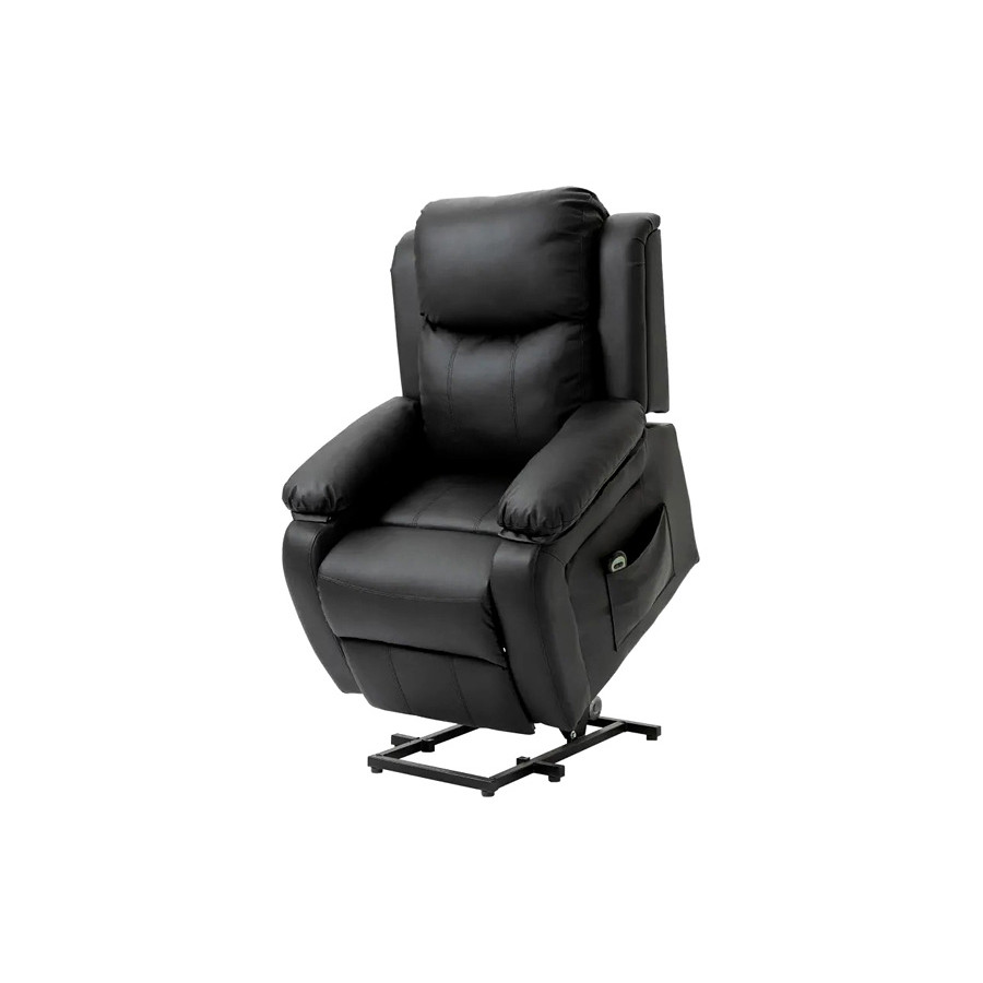 FaFurn - Black Electric Pu Leather Power Lift Chair with Remote Control & Side Pockets