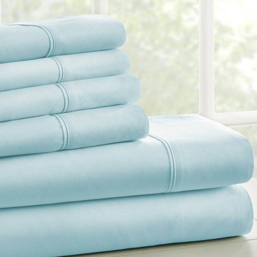 FaFurn 6-Piece Queen Size Resistant Sheet Set - Aqua, Microfiber/Polyester