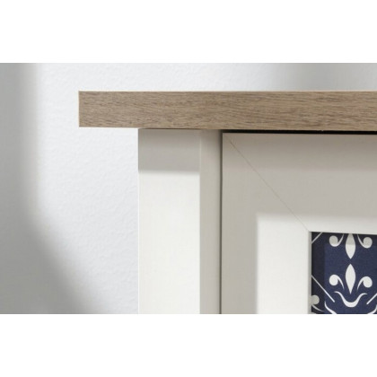 FaFurn Farmhouse Top 2 Drawer Office Writing Desk - White/Blue Oak