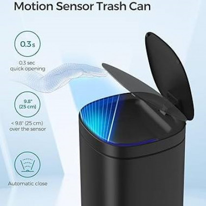 FaFurn 13 Gallon Trash Can with Ozone Button - Black