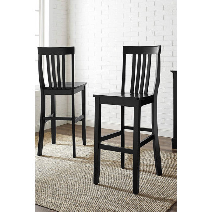 FaFurn - Solid Hardwood Bar Stool in Wood Finish (Set of 2)