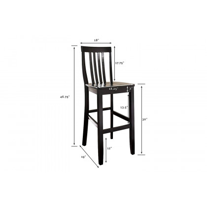 FaFurn Solid Hardwood 30-Inch Bar Stool in Wood Finish (Set of 2) - Black