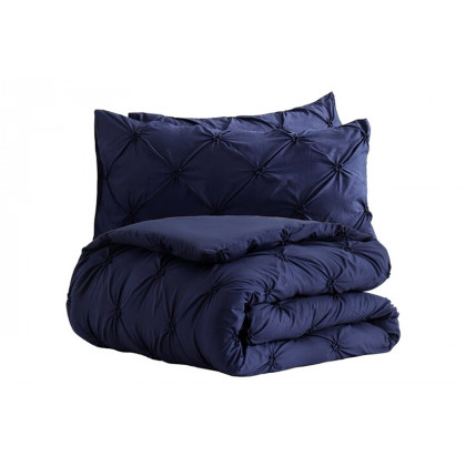 FaFurn All Season Pleated Hypoallergenic Microfiber Reversible 2 Piece Comforter Set - Navy, Twin Size