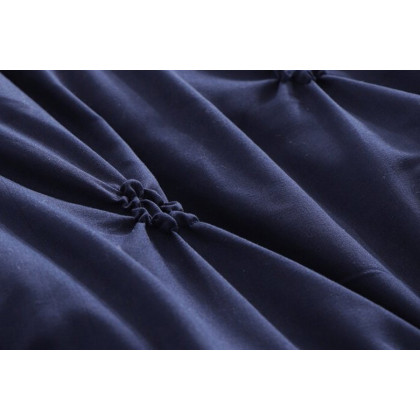 FaFurn All Season Pleated Hypoallergenic Microfiber Reversible 2 Piece Comforter Set - Navy, Twin Size