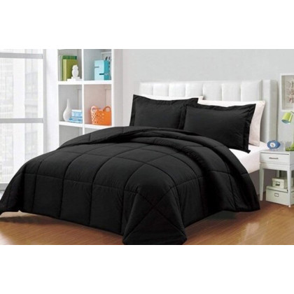 FaFurn Reversible Microfiber Down Alternative Comforter Set - Black, Twin Size