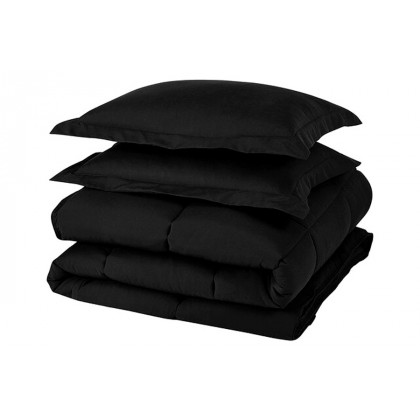 FaFurn Reversible Microfiber Down Alternative Comforter Set - Black, Twin Size
