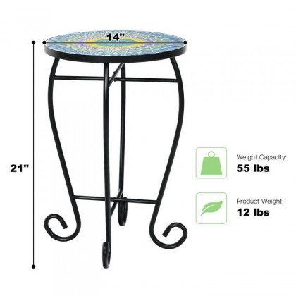 FaFurn - Outdoor Mosaic Round Bistro Table in Blue