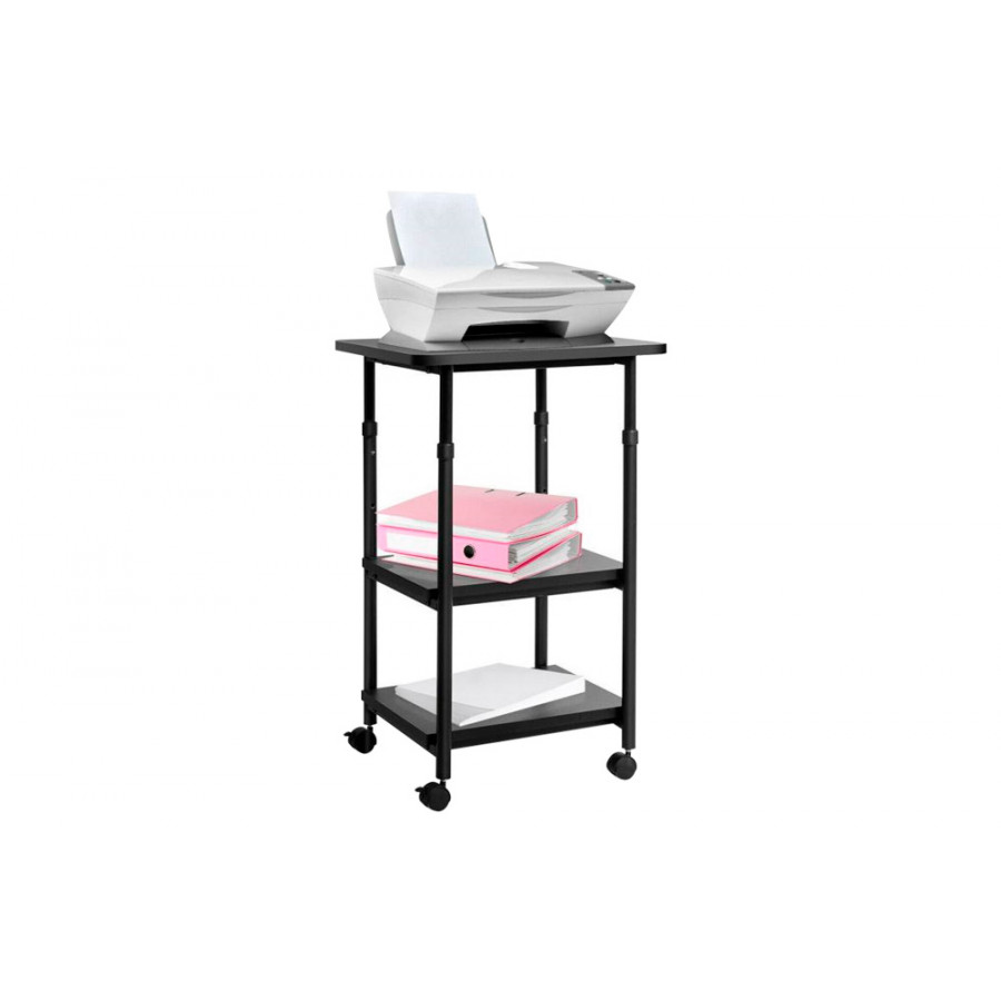 FaFurn 3-Tier Multifunction Adjustable Printer Stand on Wheels - Black, Steel/Wood