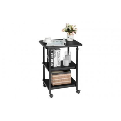 FaFurn 3-Tier Multifunction Adjustable Printer Stand on Wheels - Black, Steel/Wood