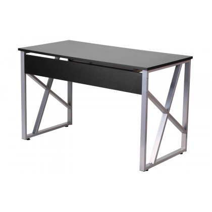 FaFurn - Contemporary Black Laminate Office Computer Desk with Keyboard Tray