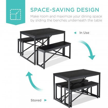 FaFurn 3-Piece Modern Dining Set - Black, Wood
