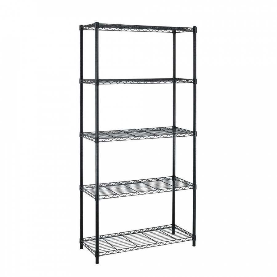 FaFurn - 5-Shelf Kitchen Storage Shelving Unit in Black, Metal