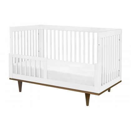 FaFurn 3-In-1 Modern Solid Wood Crib with Mid Century Style Legs - White/Walnut