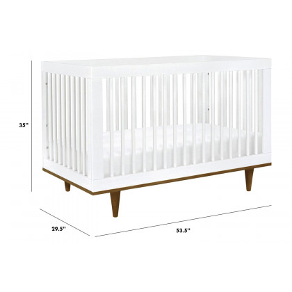 FaFurn 3-In-1 Modern Solid Wood Crib with Mid Century Style Legs - White/Walnut