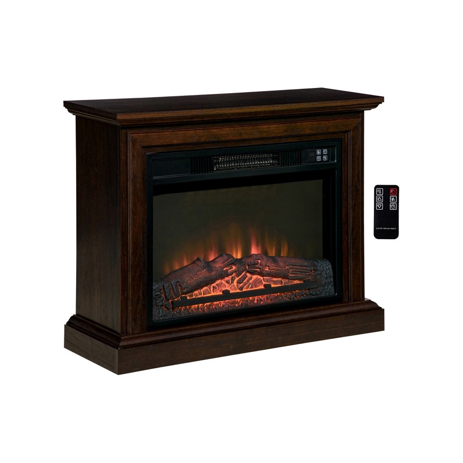 FaFurn 31 Inch Electric Fireplace Heater Dimmable Flame Effect and Mantel with Remote Control - Brown
