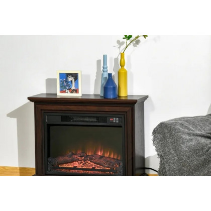 FaFurn 31 Inch Electric Fireplace Heater Dimmable Flame Effect and Mantel with Remote Control - Brown